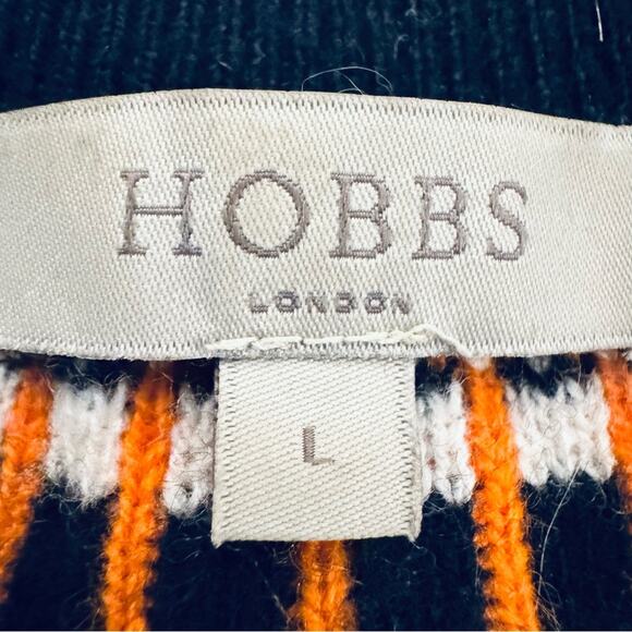 Hobbs London Greta Fair Isle merino wool crewneck sweater size large L b62 - Picture 3 of 7